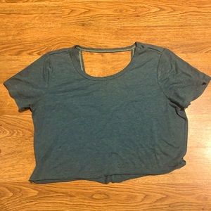 blue-green crop top